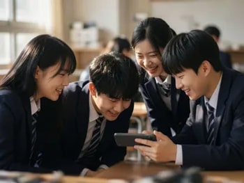 선생님께 감사, 노래를 함께 나누는 장면