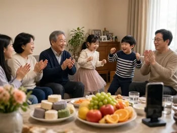 아버지 칠순, 노래를 함께 나누는 장면