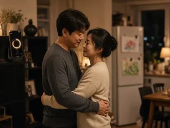 아내에게 결혼 10주년, 노래를 함께 나누는 장면