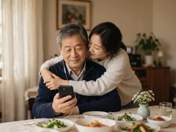 아빠 정년퇴직, 노래를 함께 나누는 장면