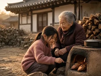 할머니 팔순, 노래를 함께 나누는 장면