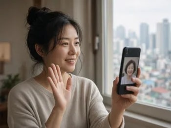 해외에서 부모님 선물 보내기, 이름이 불리는 노래를 함께 듣는 장면