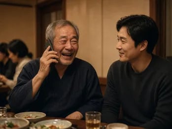 아버지 칠순, 노래를 함께 나누는 장면