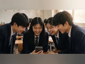 선생님께 감사, 노래를 함께 나누는 장면